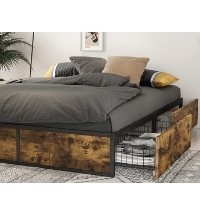 Metal Bed Frame with 4 Sliding XL Storage Drawers