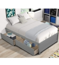 Platform Bed Frame with Storage Drawers Solid Pine Wood